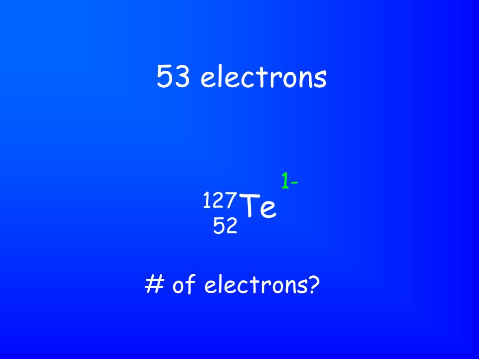 127 Te 53 electrons # of electrons