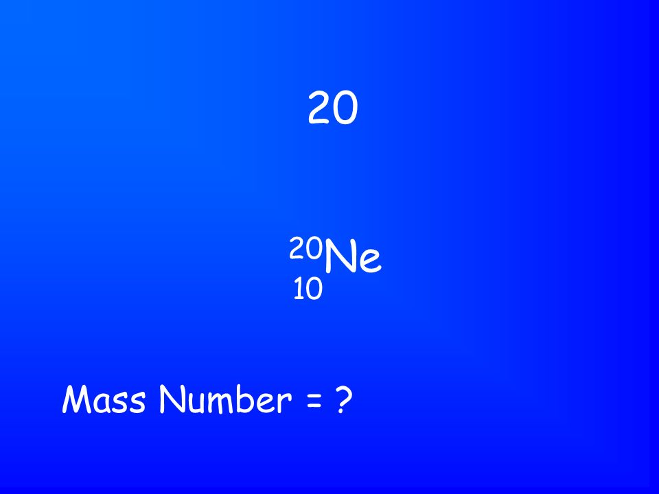 20 Ne Mass Number =