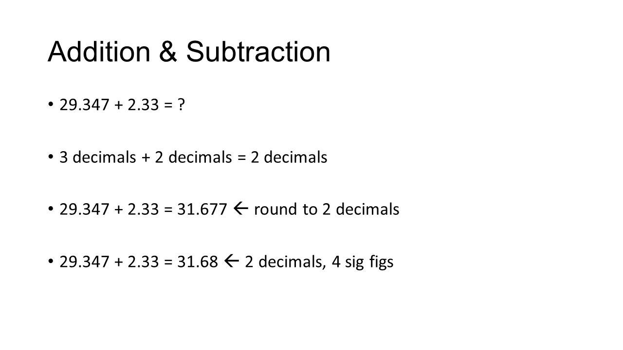 Addition & Subtraction = .