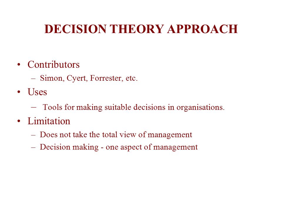decision theory approach to management