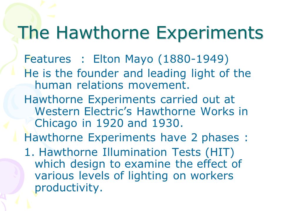 hawthorne experiments and human relations