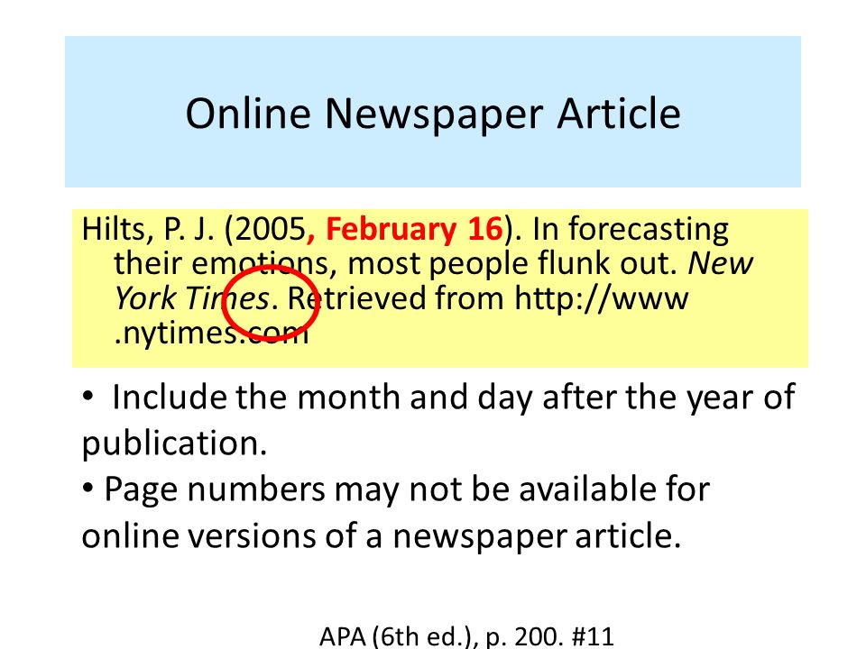 Formatting Newspaper Articles Apa 6th Ed Duration 45 Sec Ppt Download