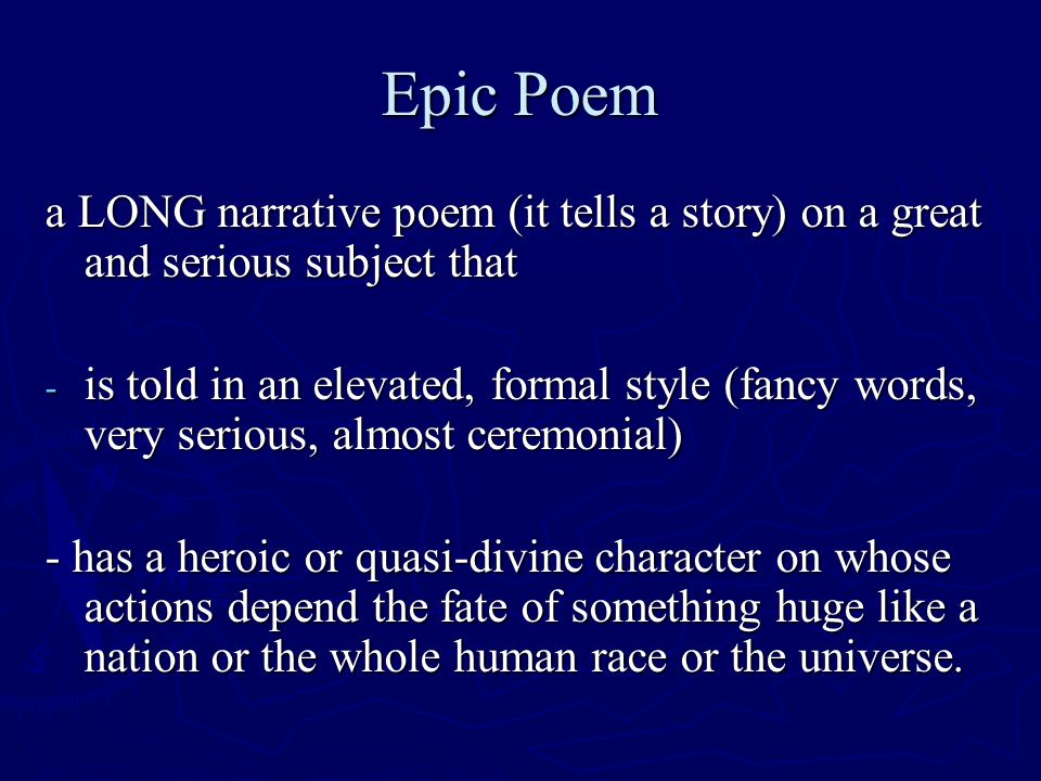 rules for epic poetry intro to the odyssey epic poem a long epic poetry