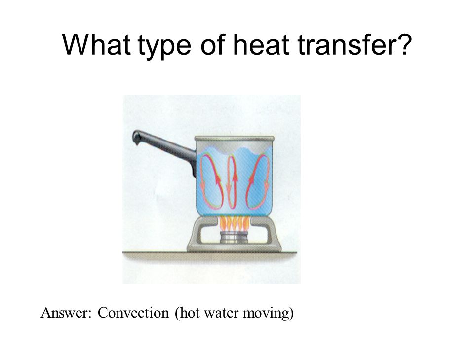 Answer: Convection (hot water moving)