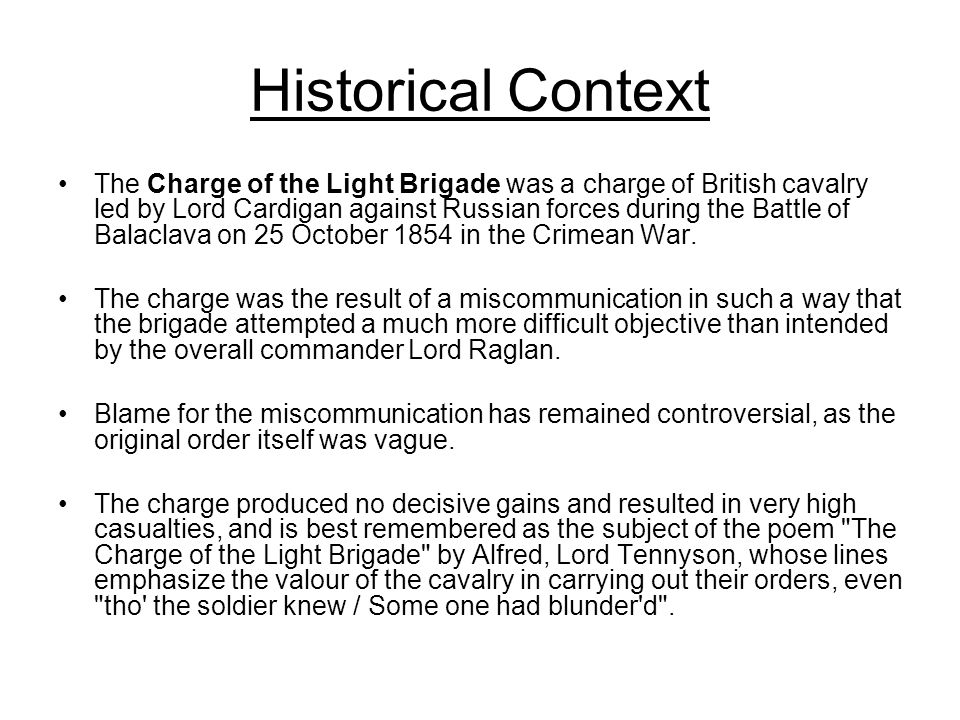 The Charge Of The Light Brigade Alfred Lord Tennyson Ppt Download