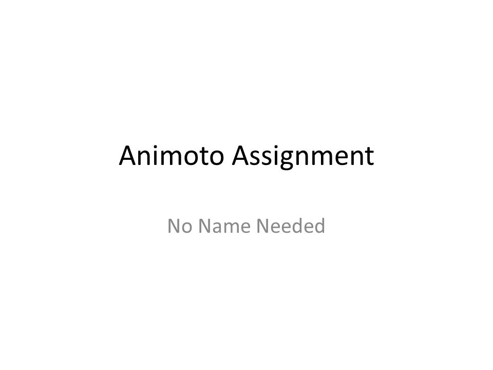 Animoto Assignment No Name Needed