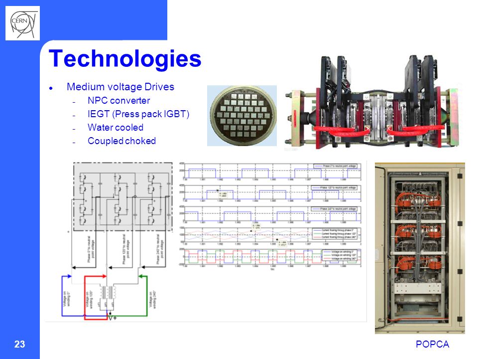 POPCA 23 Technologies Medium voltage Drives – NPC converter – IEGT (Press pack IGBT) – Water cooled – Coupled choked