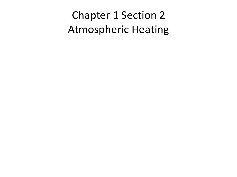Chapter 1 Section 2 Atmospheric Heating