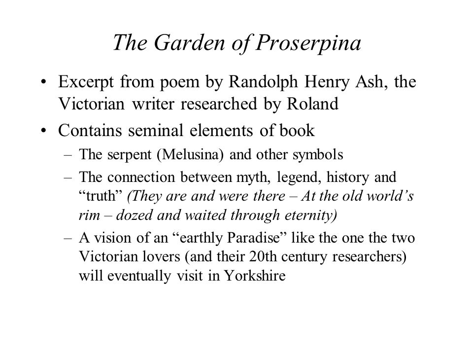 Possession Chapter 1 Themes And Plot The Garden Of Proserpina