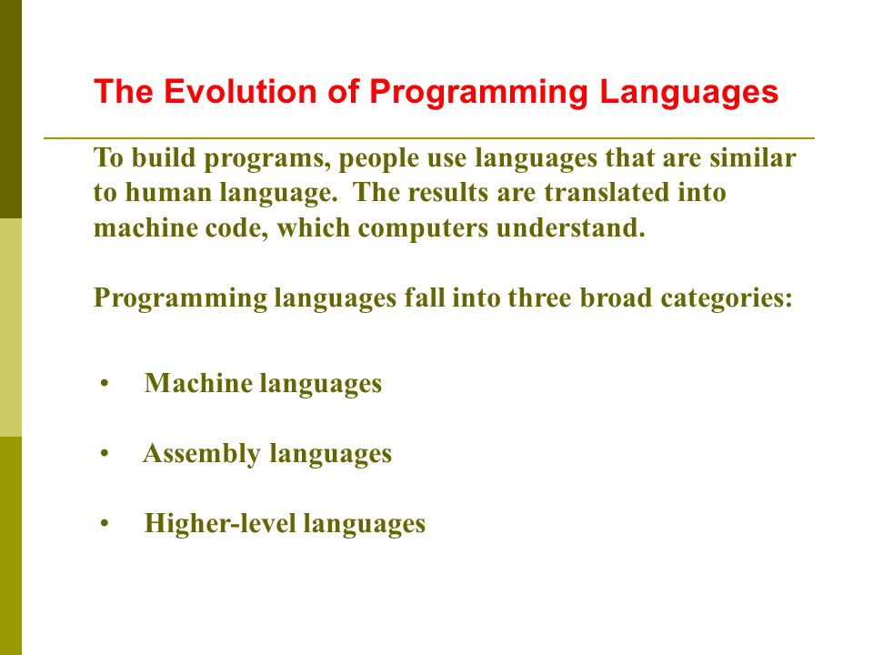 Evolution And History Of Programming Languages Machine Languages Assembly Languages Higher Level Languages To Build Programs People Use Languages That Ppt Download