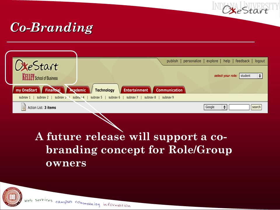 Co-Branding A future release will support a co- branding concept for Role/Group owners