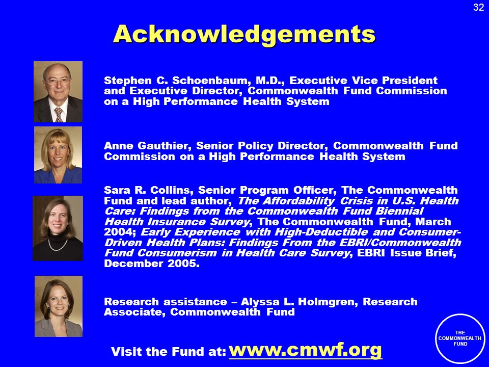 32 THE COMMONWEALTH FUND Acknowledgements Stephen C.