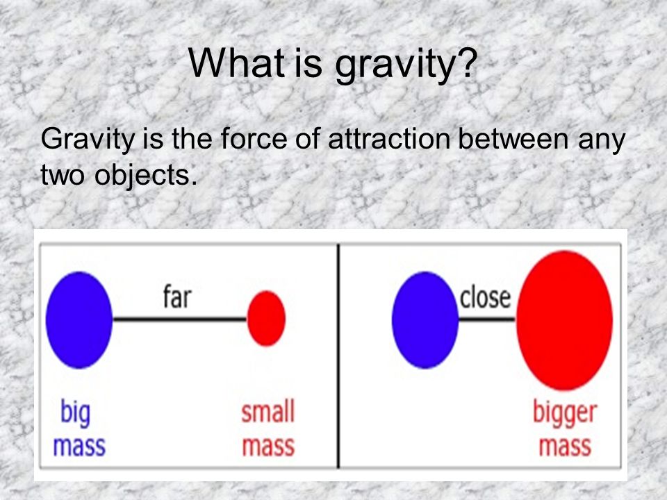 What is gravity Gravity is the force of attraction between any two objects.