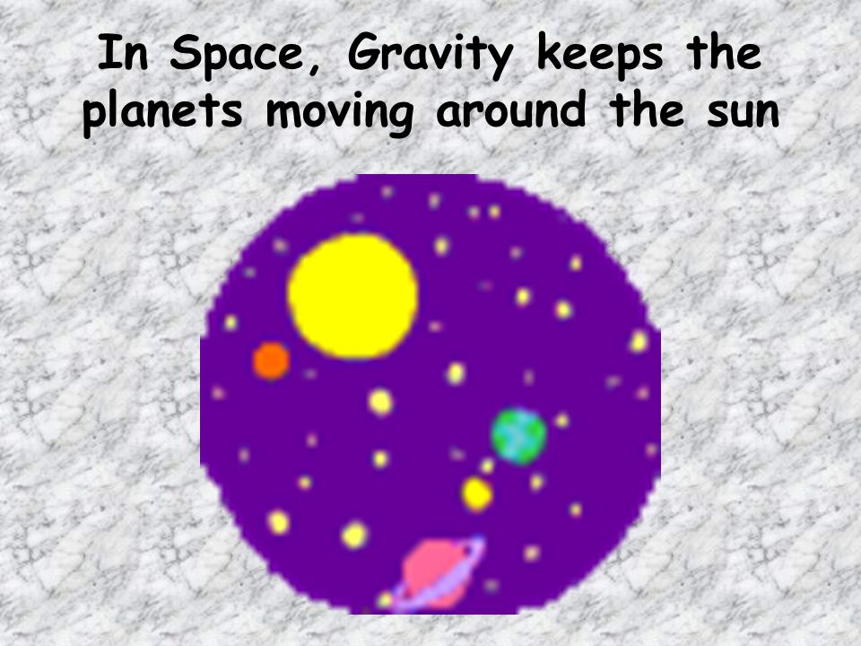 In Space, Gravity keeps the planets moving around the sun