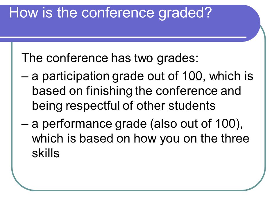 How is the conference graded.
