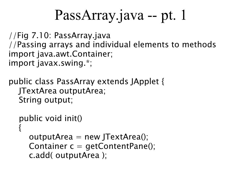11/15: Ch. 7: Arrays What is an array? Declaring & allocating arrays ...