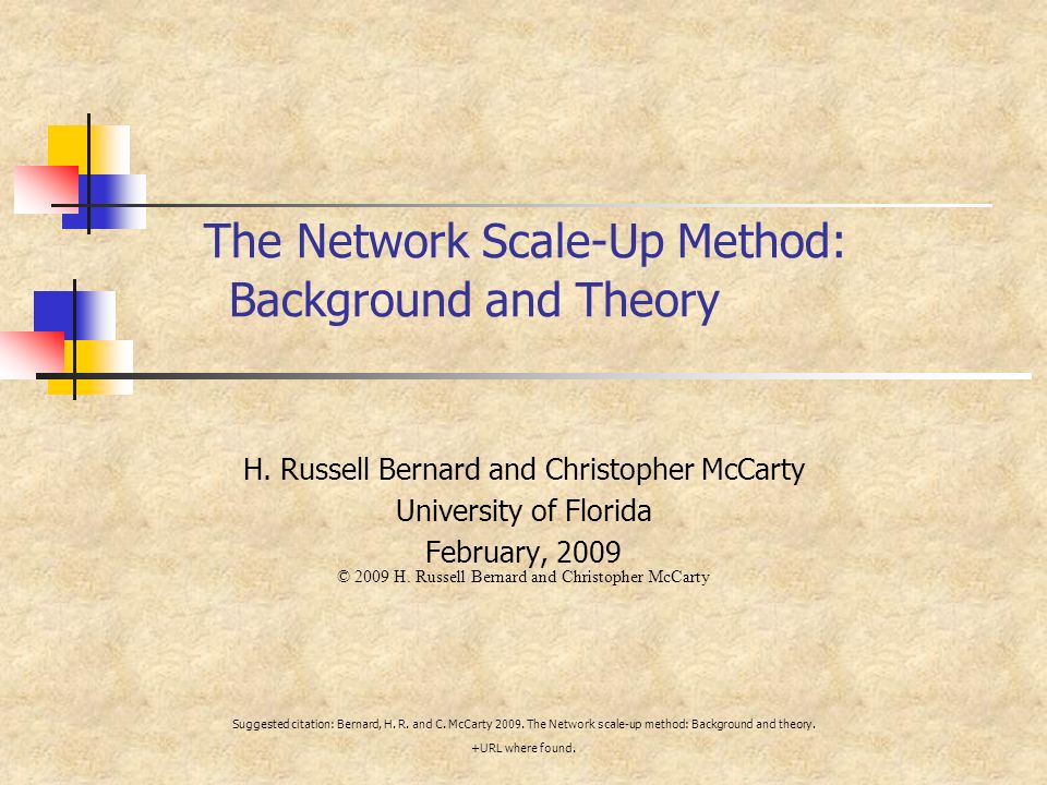 The Network Scale-Up Method: Background and Theory H.