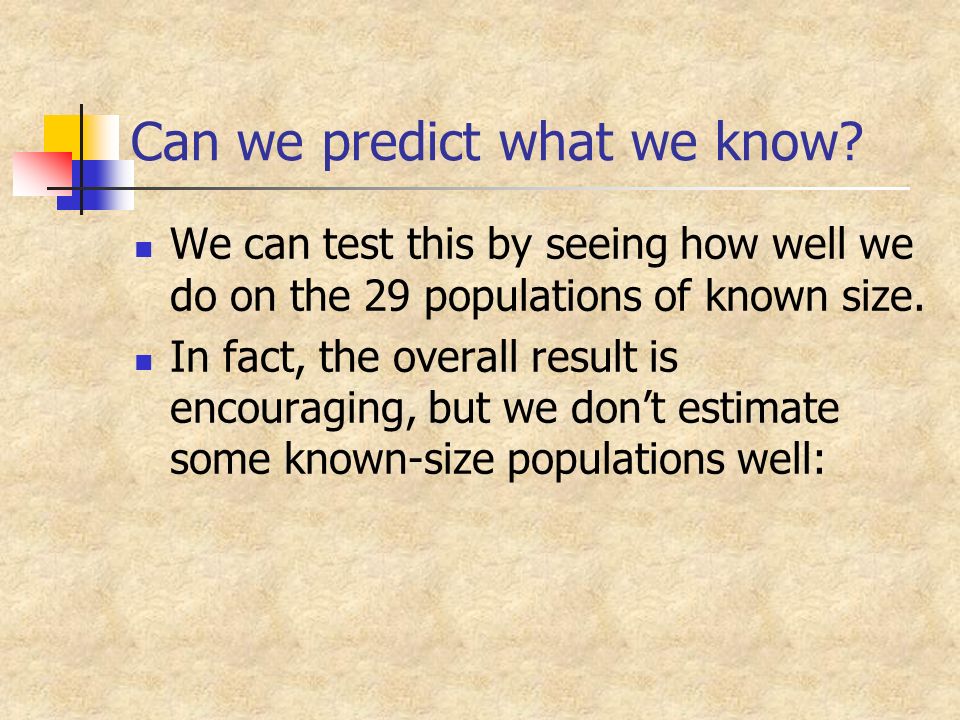 Can we predict what we know.