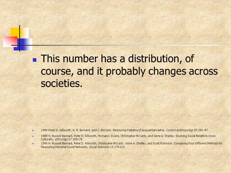 This number has a distribution, of course, and it probably changes across societies.