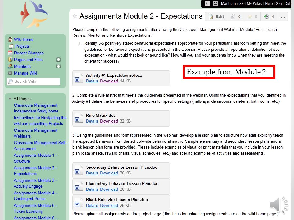Here you will find instructions and forms for the assignments associated with each module