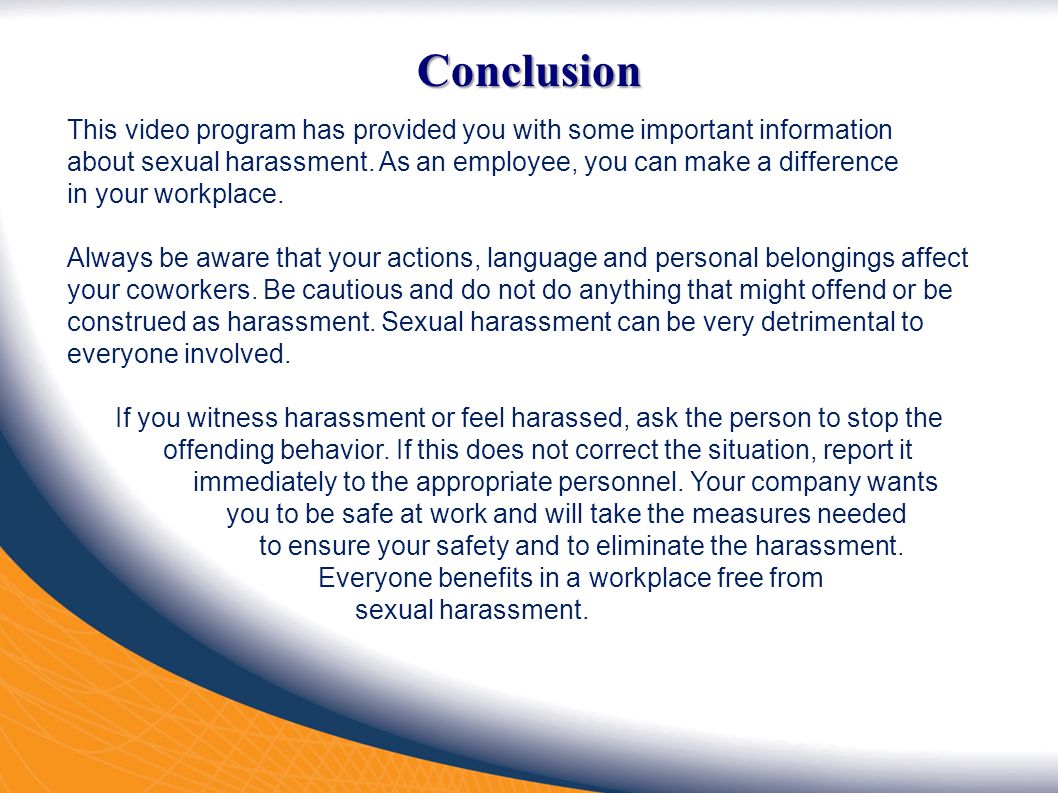 conclusion for sexual harassment