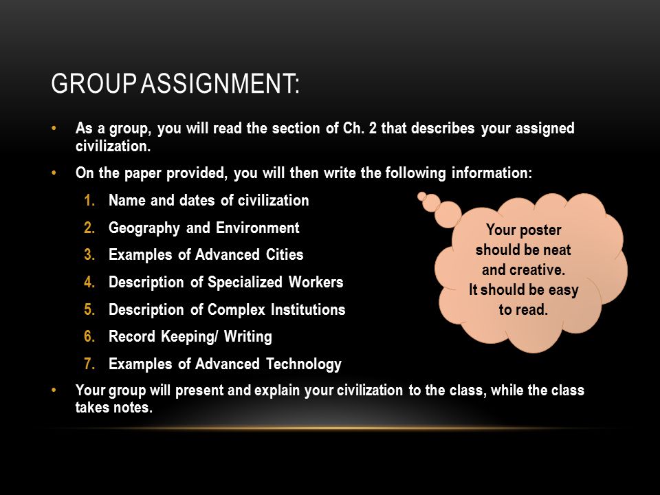 GROUP ASSIGNMENT: As a group, you will read the section of Ch.