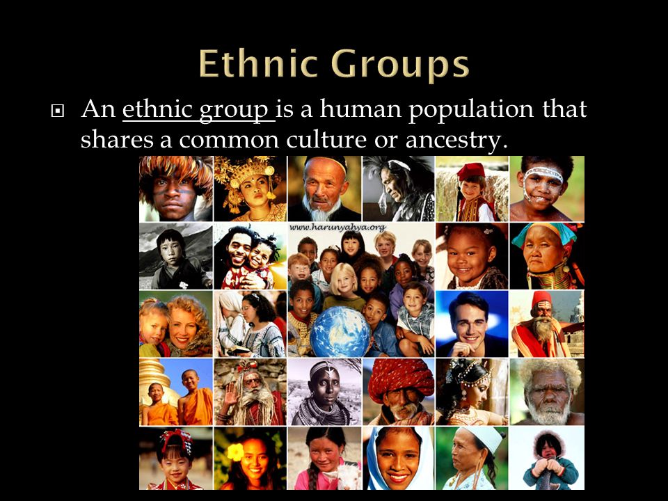  An ethnic group is a human population that shares a common culture or ancestry.