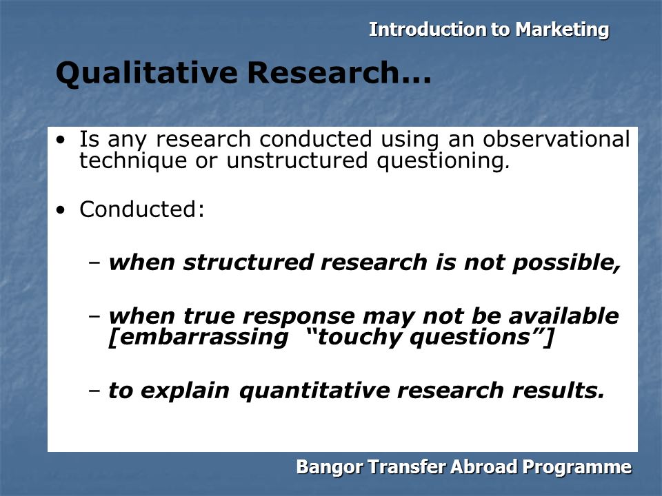 Introduction to Marketing Bangor Transfer Abroad Programme ...