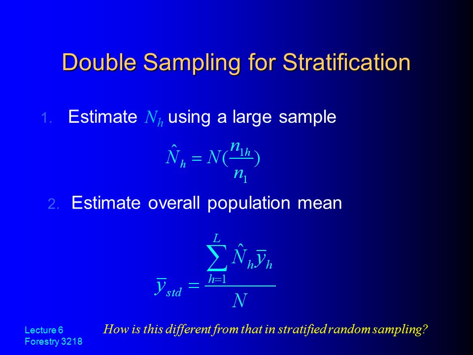 Lecture 6 Forestry 3218 Double Sampling for Stratification 1.