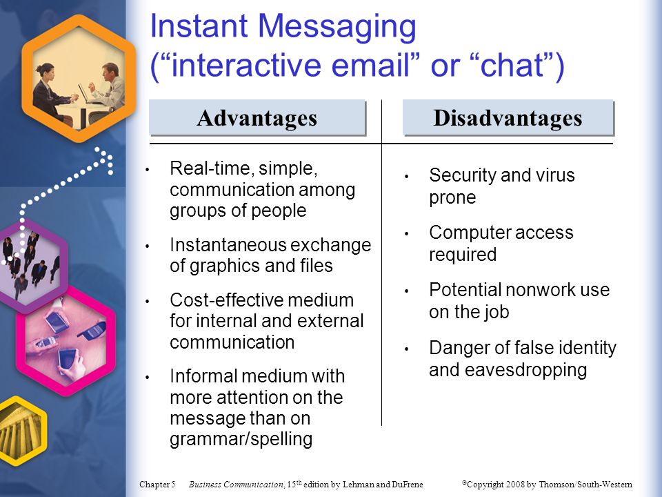 advantages and disadvantages of instant messaging in business