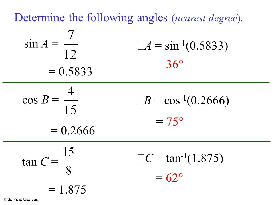 © The Visual Classroom Determine the following angles (nearest degree).