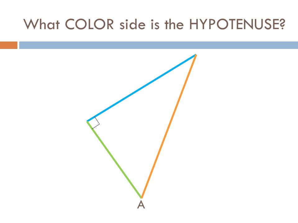 What COLOR side is the HYPOTENUSE A