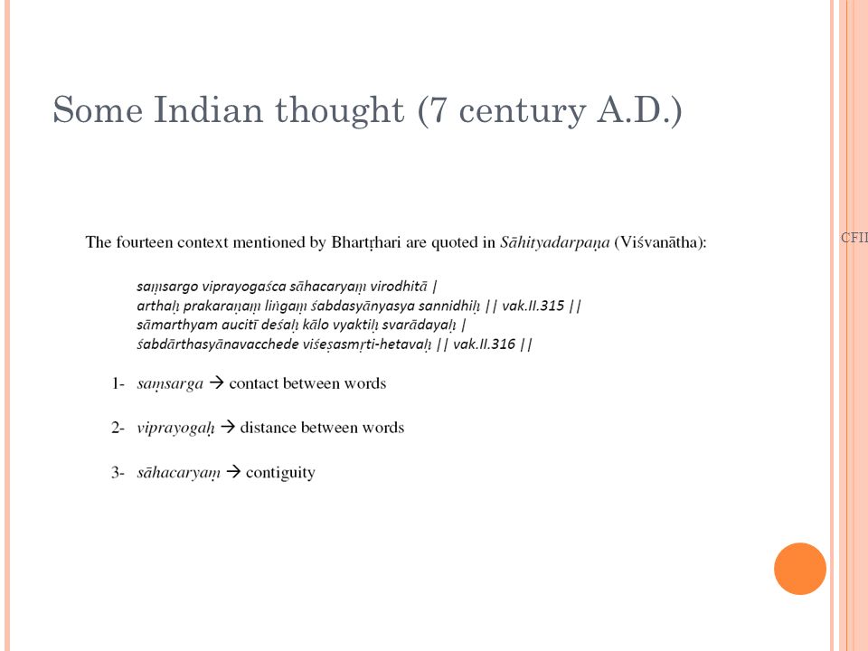 Some Indian thought (7 century A.D.) 12/05/08 CFILT - IITB