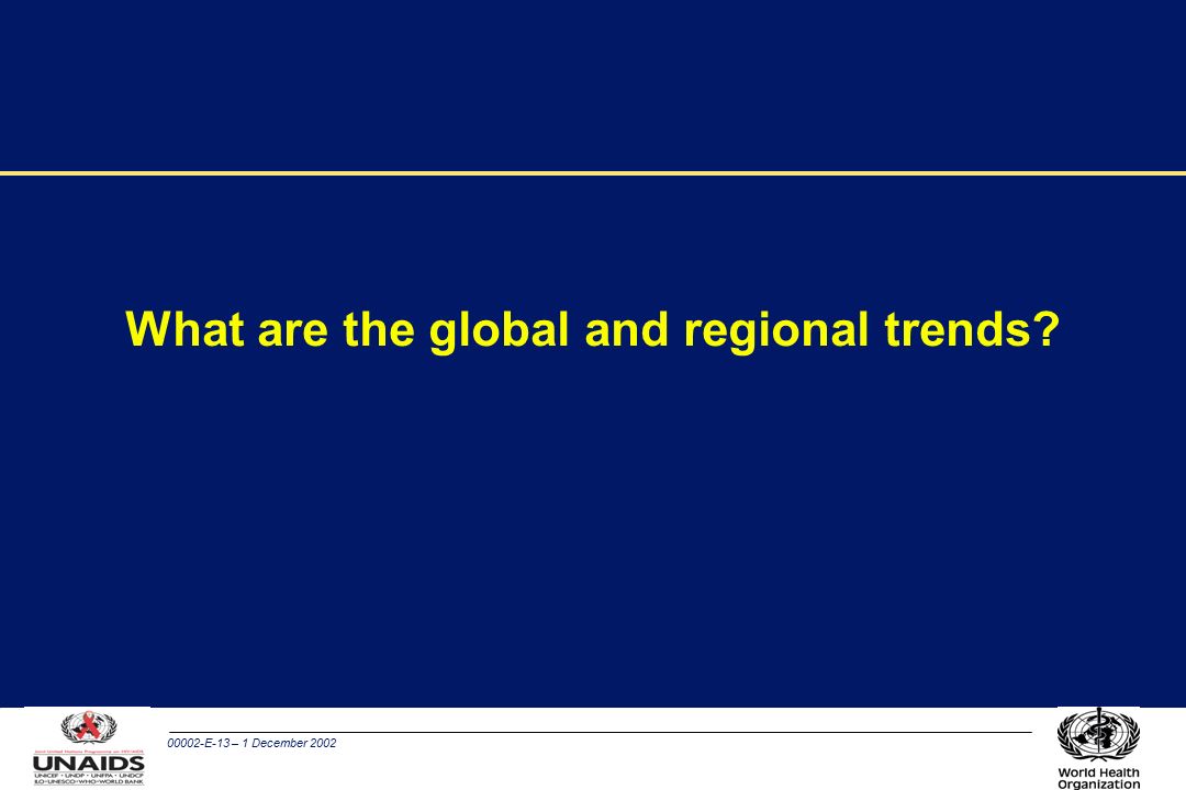 00002-E-13 – 1 December 2002 What are the global and regional trends