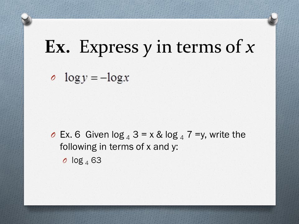 Ex. Express y in terms of x O O Ex.