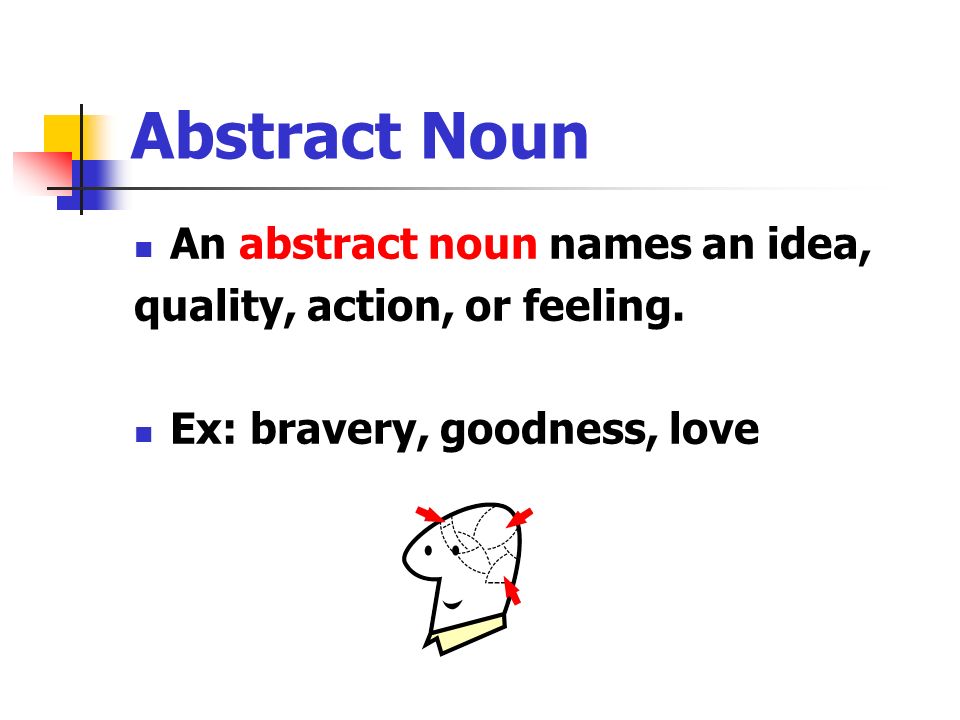 Abstract Noun An abstract noun names an idea, quality, action, or feeling.
