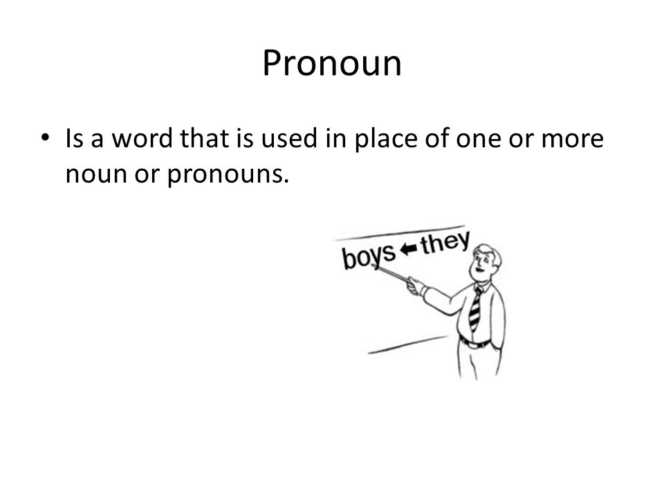 Pronoun Is a word that is used in place of one or more noun or pronouns.
