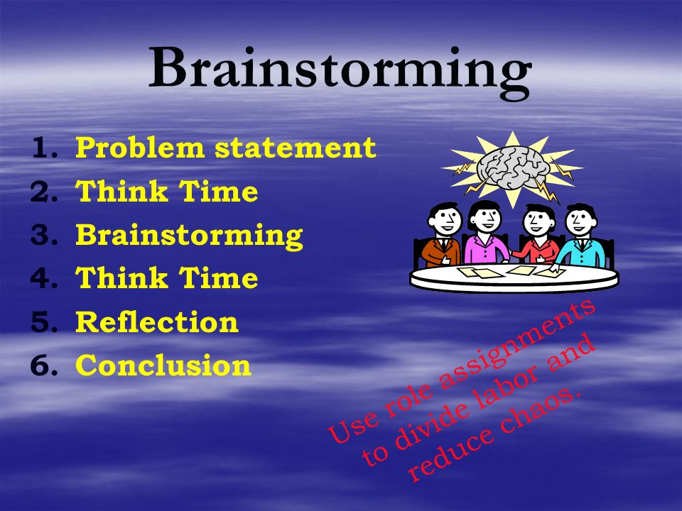 Brainstorming 1. 1.Problem statement 2. 2.Think Time 3.