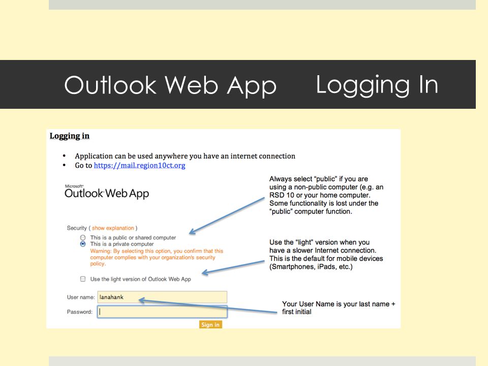 Outlook Web App Logging In