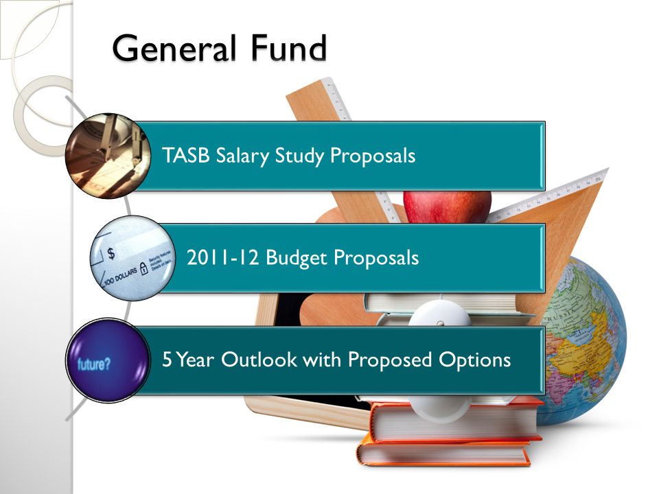General Fund TASB Salary Study Proposals Budget Proposals 5 Year Outlook with Proposed Options