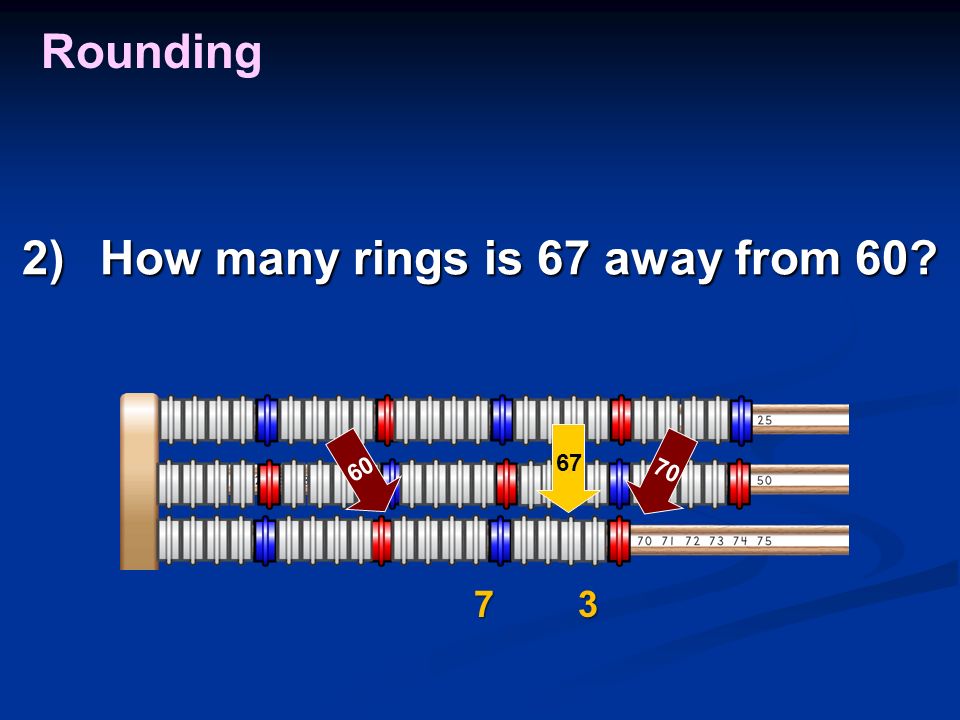 Rounding )How many rings is 67 away from