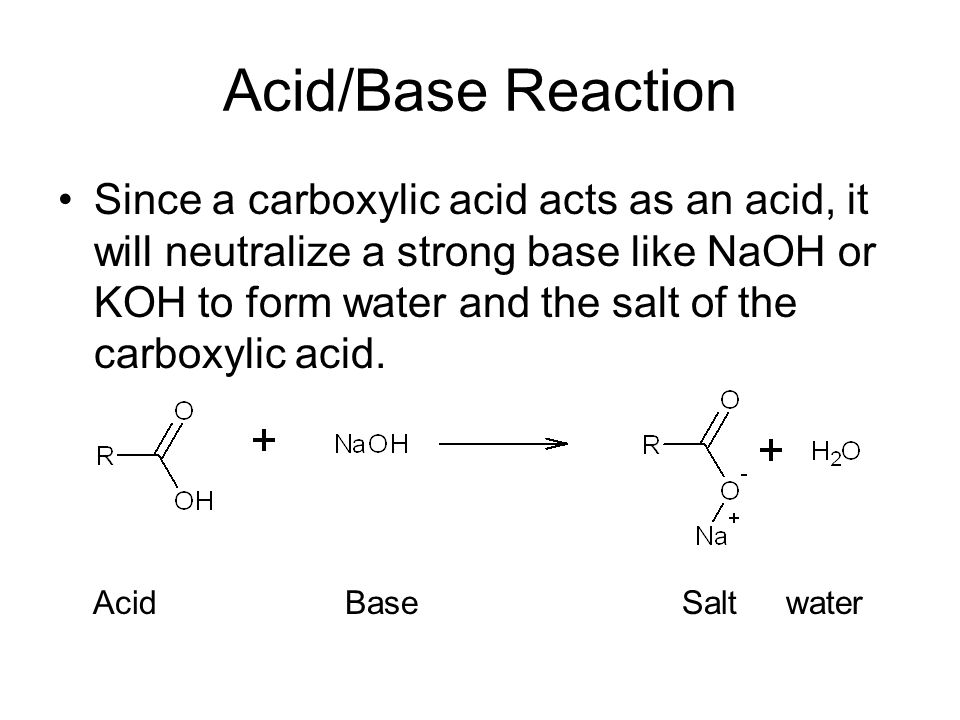 Naoh какая связь. Acid Base. Карбоновая кислота + NAOH. Neutralization Reaction with carboxylic acid. NAOH молекула.
