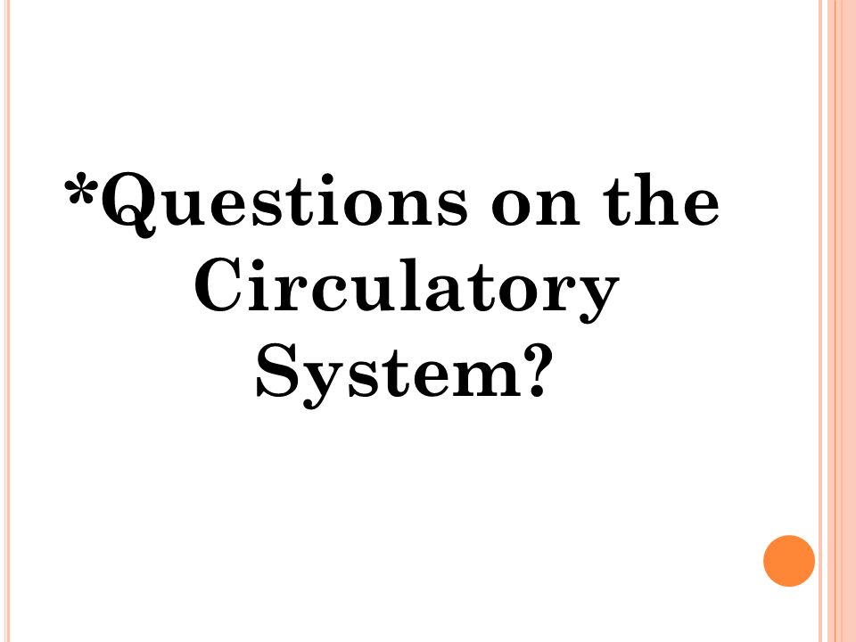 *Questions on the Circulatory System