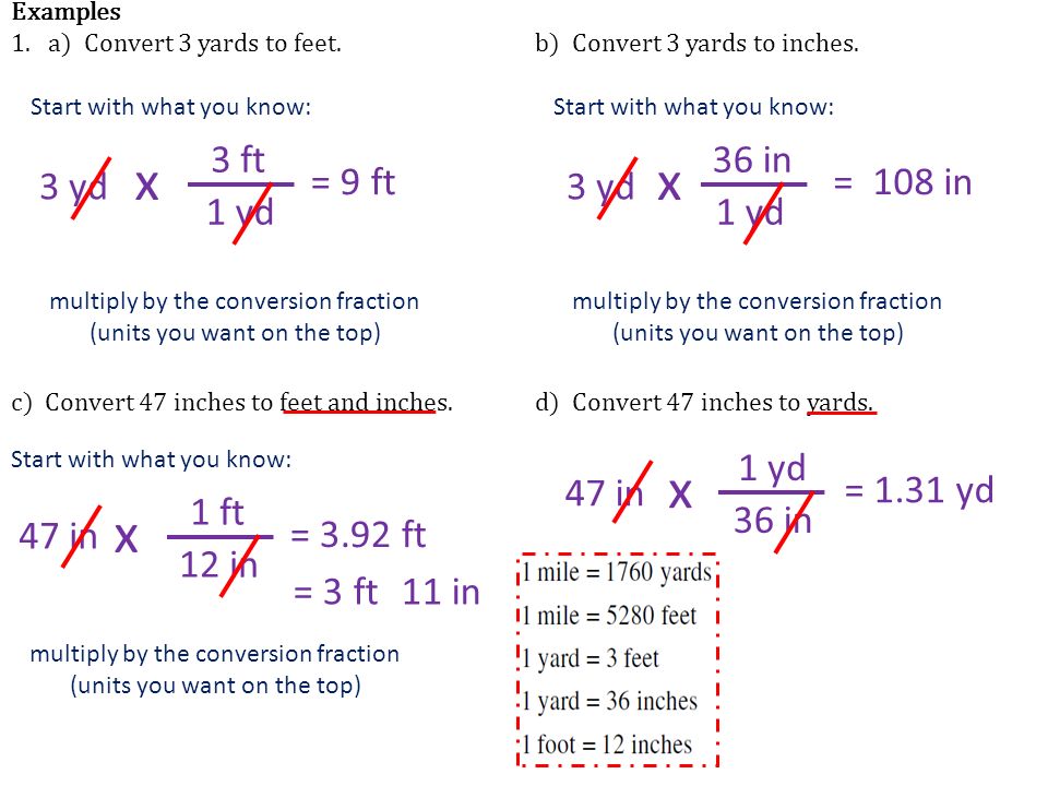 Chapter 1 Measurement Imperial Measures Of Length Ppt Examples 1 A Convert 3 Yards To Feet B