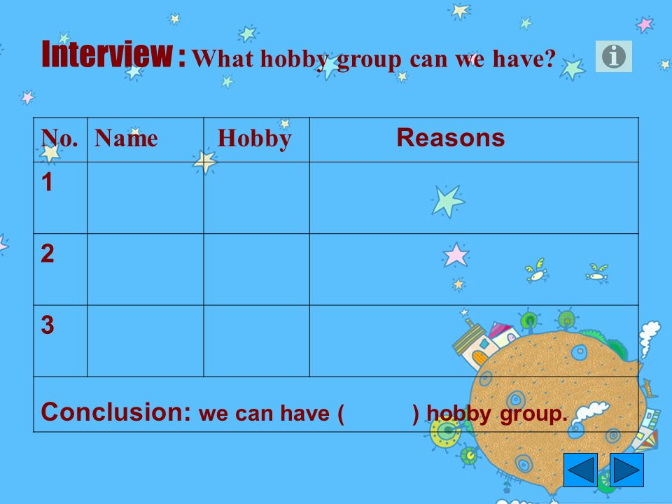 Interview : What hobby group can we have.