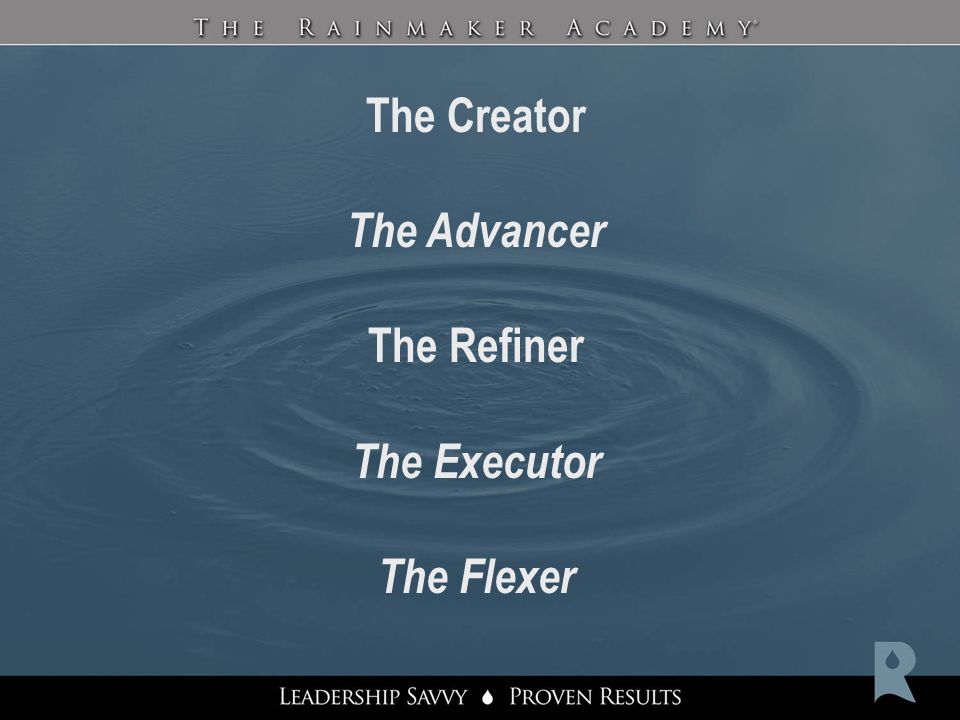 The Creator The Advancer The Refiner The Executor The Flexer