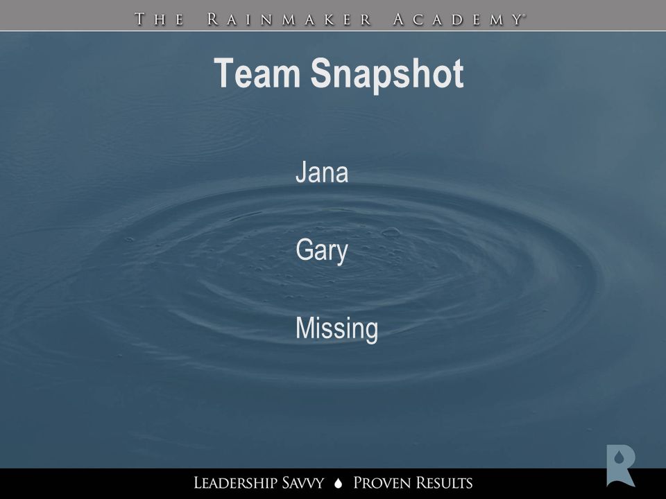Team Snapshot Jana Gary Missing