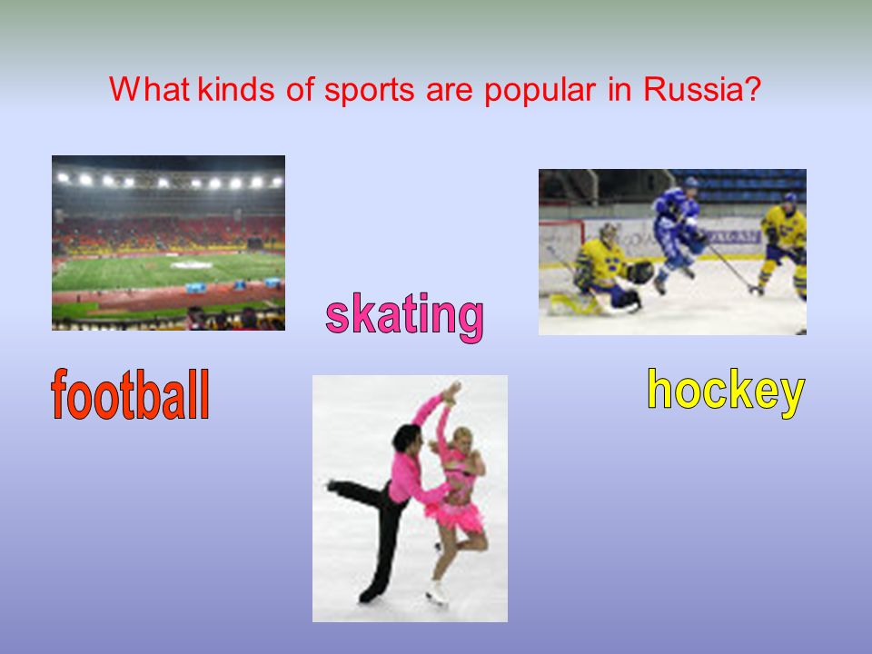 Which sport are popular. Спорт в России тема на английском. Спорт в России презентация на английском языке. Спорт в России на английском. Популярные виды спорта в России на английском.