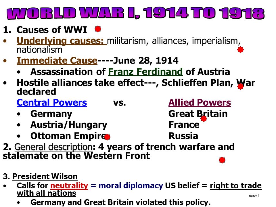 what was the underlying cause of world war 1