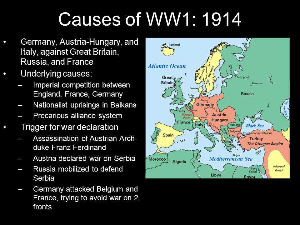 Woodrow Wilson And The Us Entrance To Ww1 Causes Of Ww1 1914 Germany Austria Hungary And Italy Against Great Britain Russia And France Underlying Ppt Download